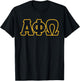 Licensed Alpha Phi Omega Outlined Lettered Gold T-Shirt - T-Shirt | Black