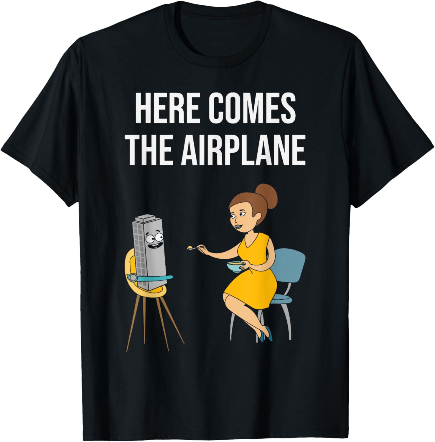 Here Comes The Airplane T-Shirt - T-Shirt | Black