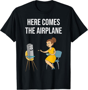 Here Comes The Airplane T-Shirt - T-Shirt | Black