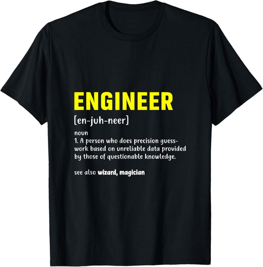 Funny Engineer Dictionary Definition design Men Women T-Shirt - T-Shirt | Black