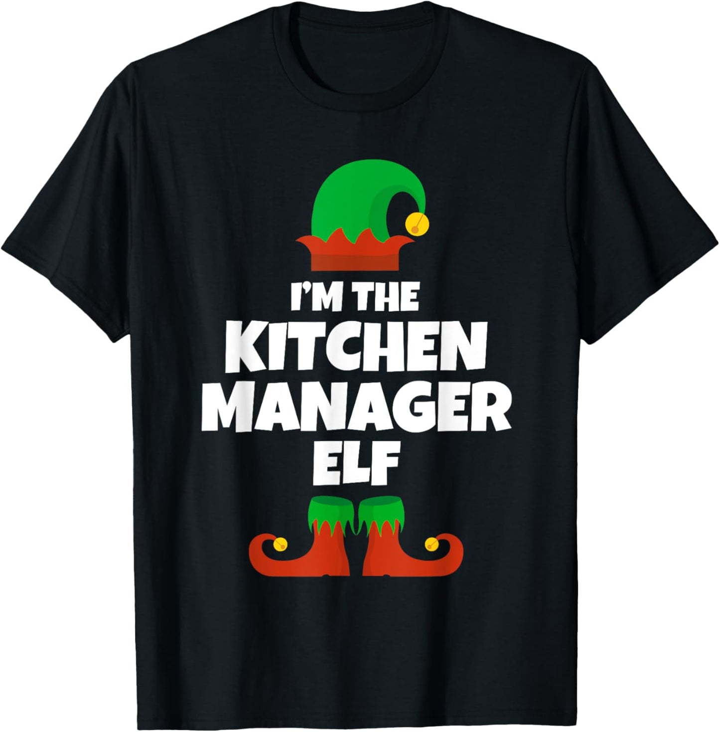 I'm The Kitchen Manager Elf Family Pajama Christmas Funny T-Shirt - T-Shirt | Black