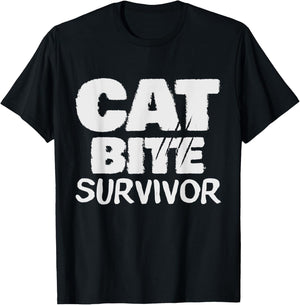 Cat Bite Survivor Funny cat bite humor Girls Boys T-Shirt - T-Shirt | Black