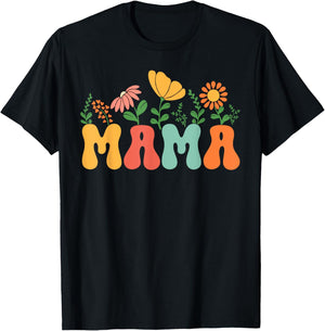 Floral Mama Shirt Mothers Day Gardener Mama Flowers Cute T-Shirt - T-Shirt | Black