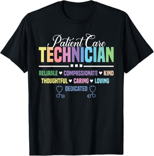 Patient Care Technician Heart Stethoscope PCT T-Shirt - T-Shirt | Black