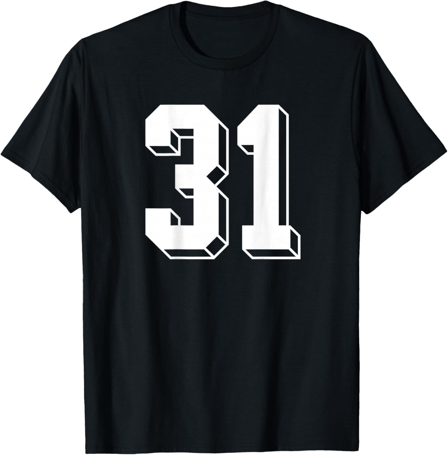 Number 31 BACKSIDE - Retro 80s 90s Team Jersey Numbered T-Shirt - T-Shirt | Black