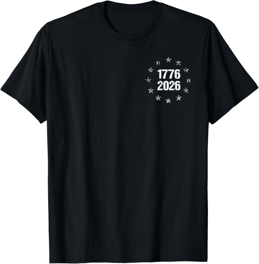 250 Years USA Flag 1776 2026 250th Birthday - Front and Back T-Shirt - T-Shirt | Black