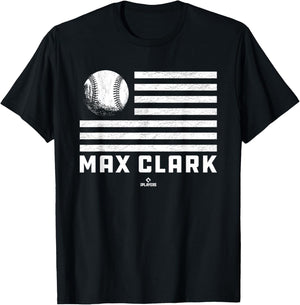 Flag Stripes Max Clark Prospect Baseball Fan Gear T-Shirt - T-Shirt | Black