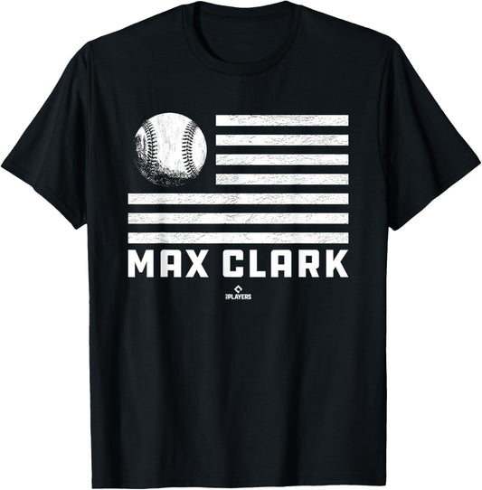 Flag Stripes Max Clark Prospect Baseball Fan Gear T-Shirt - T-Shirt | Black