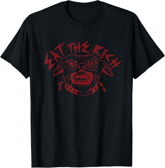 Eat The Rich Bull Dog Men Women T-Shirt - T-Shirt | Black