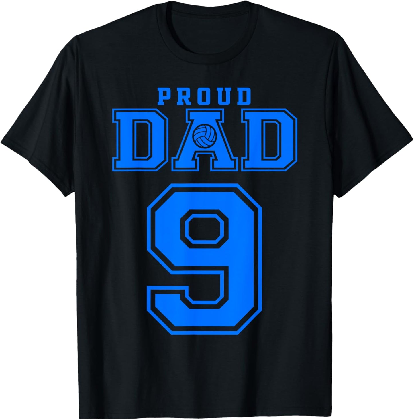 Proud Volleyball Dad Number 9 B T-Shirt - T-Shirt | Black