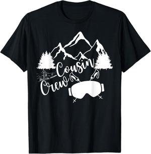 Family Mountain Ski Trip Funny Cousin Crew Matching T-Shirt - T-Shirt | Black