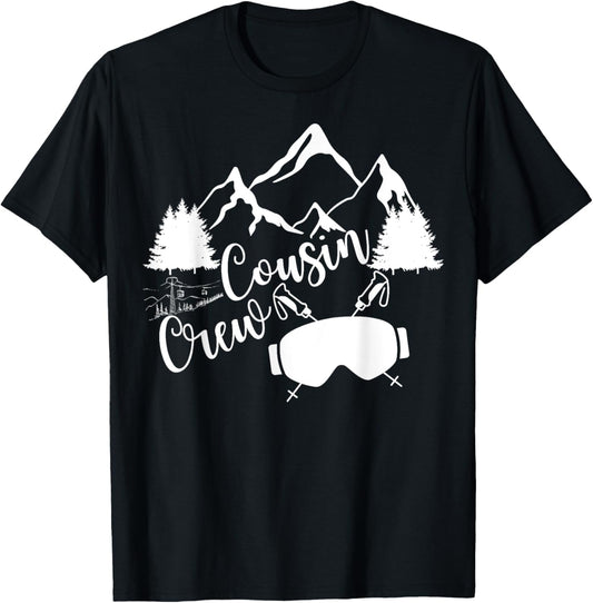 Family Mountain Ski Trip Funny Cousin Crew Matching T-Shirt - T-Shirt | Black