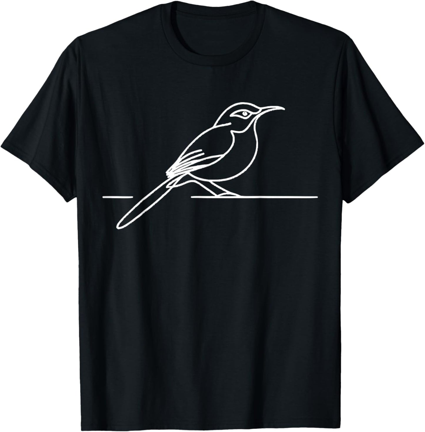 Brown Thrasher Line Art Birdwatcher T-Shirt - T-Shirt | Black