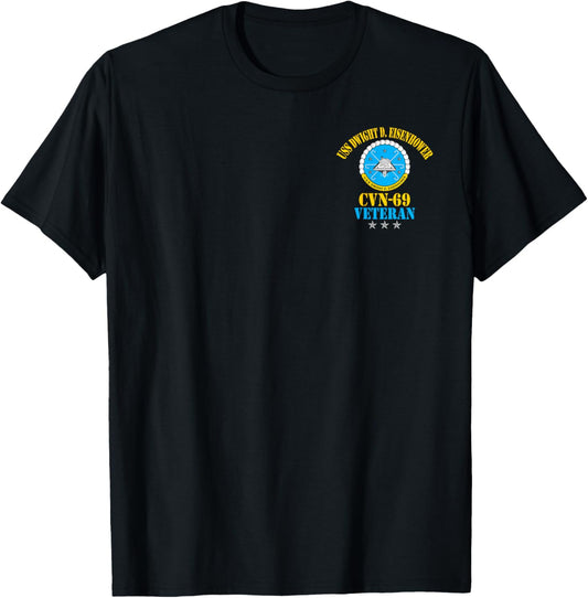 USS Dwight D. Eisenhower CVN-69 Aircraft Carrier Veteran T-Shirt - T-Shirt | Black