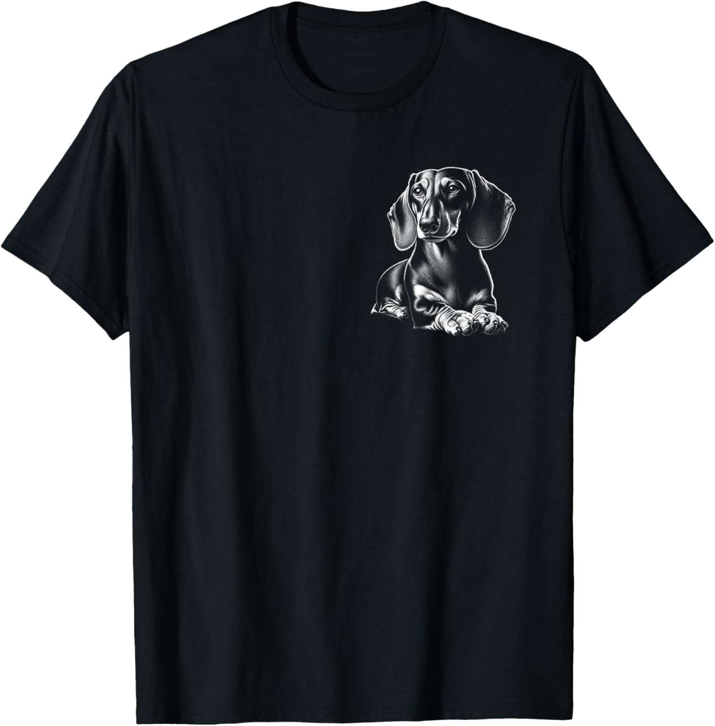 Super Cute Dachshund in Lying Pose on Chest T-Shirt - T-Shirt | Black