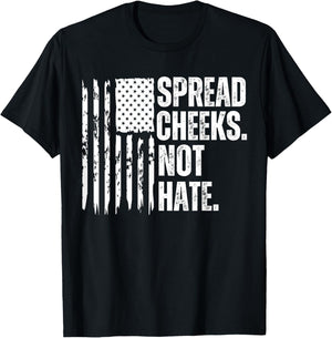 Funny Vintage Spread Cheeks Not Hate USA Flag T-Shirt - T-Shirt | Black