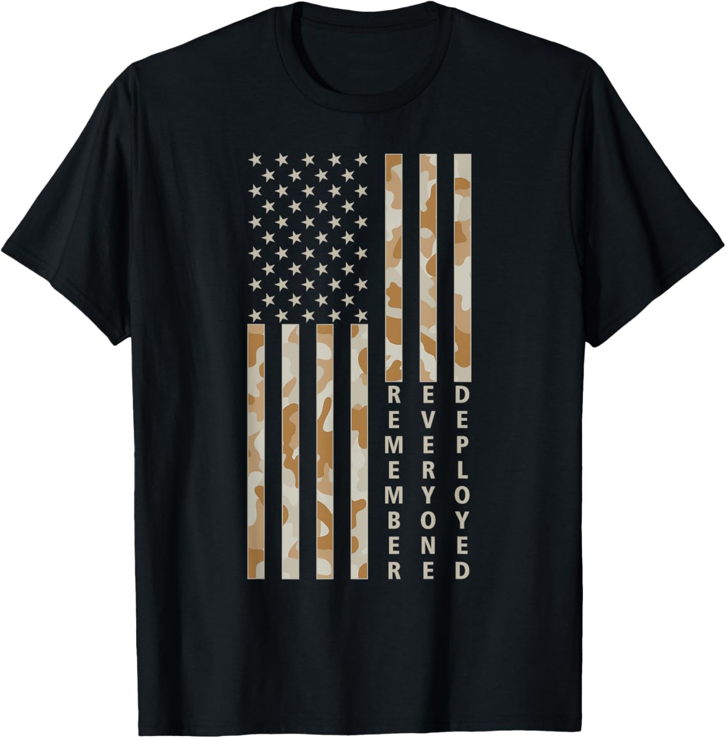 RED Friday Remember Everyone Deployed Camo Flag Tan Military T-Shirt - T-Shirt | Black