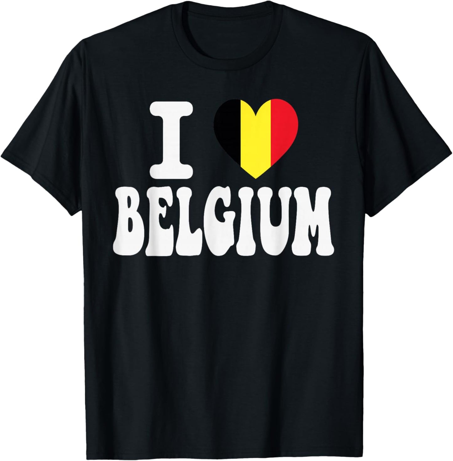 I Love Belgium Heart Flag Retro Travel Souvenir T-Shirt - T-Shirt | Black