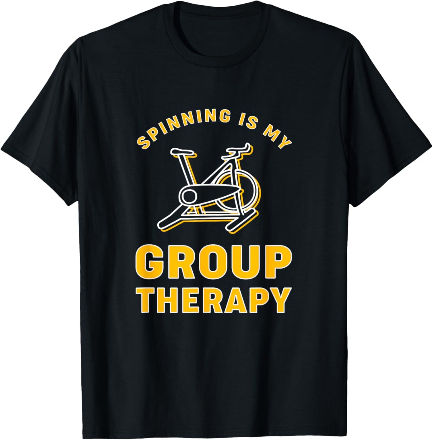 Funny Spin Class Spinning Is My Group Therapy T-Shirt - T-Shirt | Black