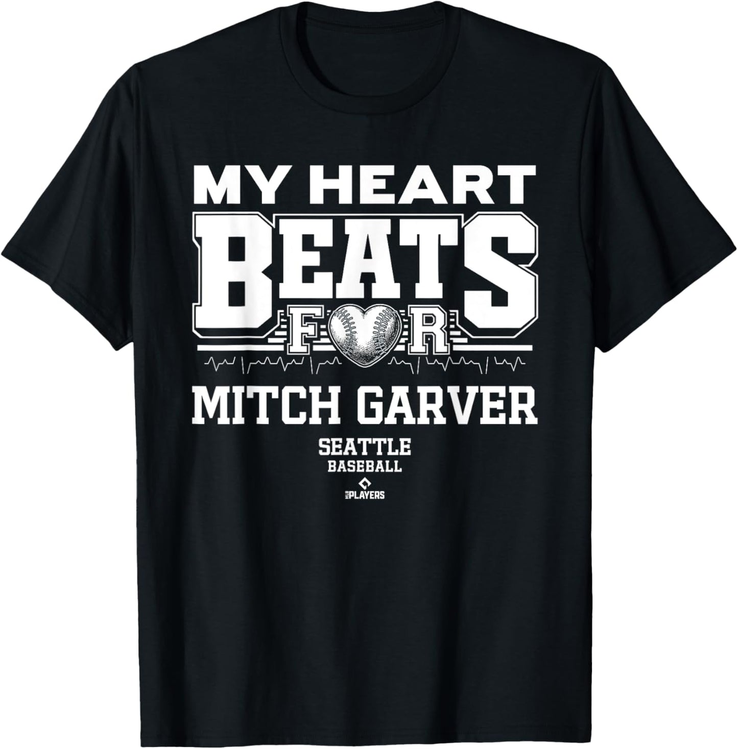 My Heart Beats for Mitch Garver Seattle Baseball MLBPA T-Shirt - T-Shirt | Black