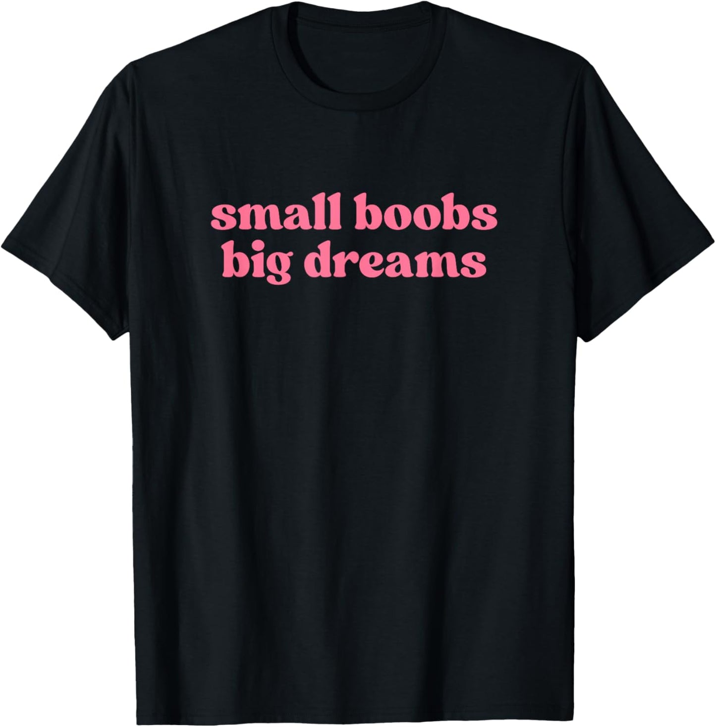 Small Boobs Big Dreams Y2k Aesthetic Iconic Slogan Funny T-Shirt - T-Shirt | Black