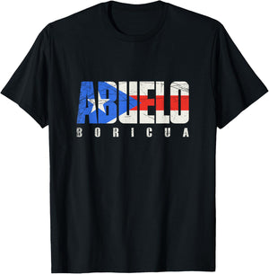 Puerto Rico Grandpa Abuelo Boricua, Puerto Rican Flag T-Shirt - T-Shirt | Black