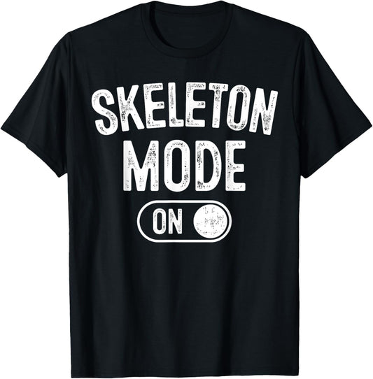 Skeleton Mode On Costume Funny Anatomy Gift Goth T-Shirt - T-Shirt | Black