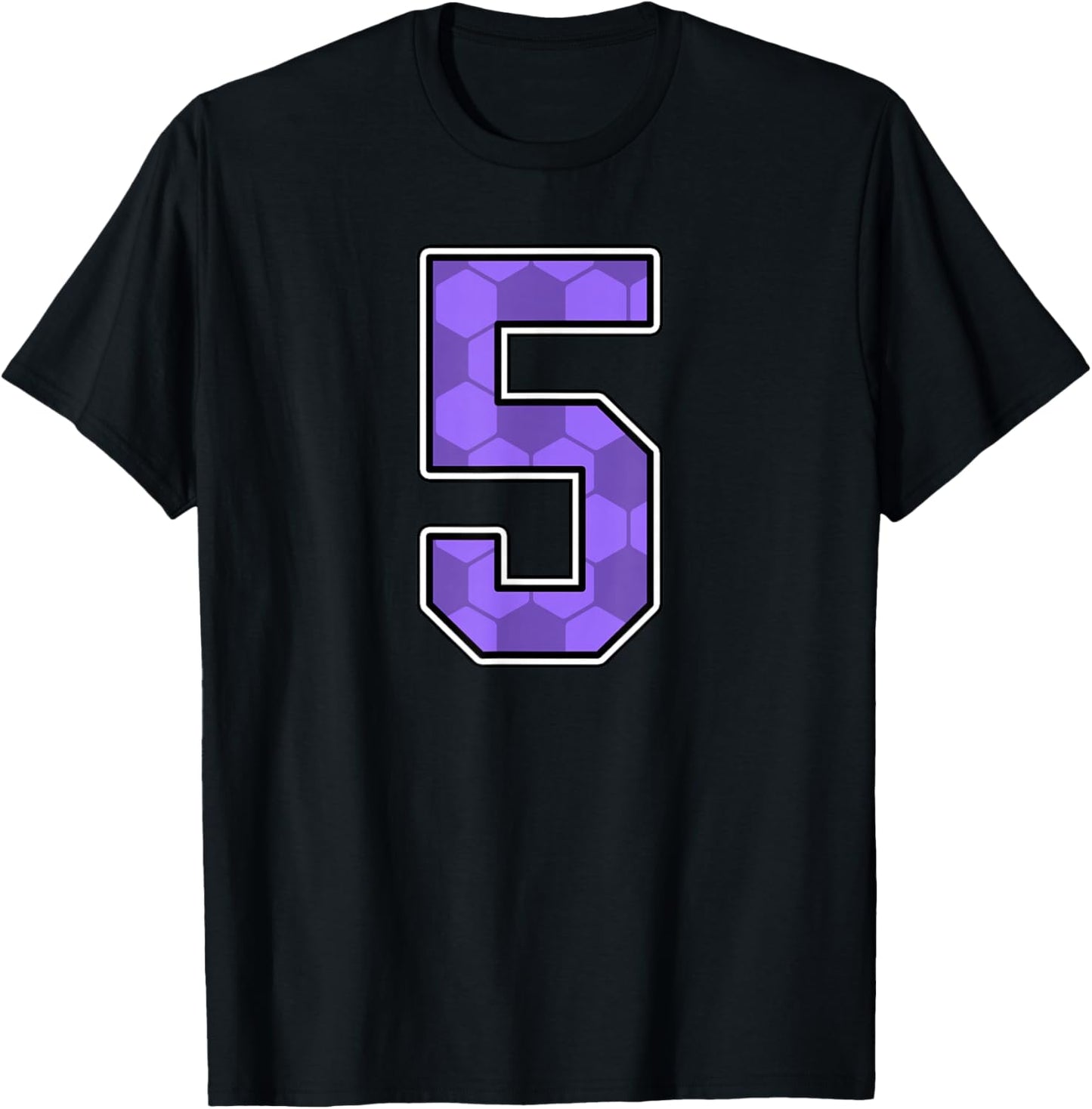 Purple Soccer Pattern Number 5 Jersey Player Uniform #5 T-Shirt - T-Shirt | Black