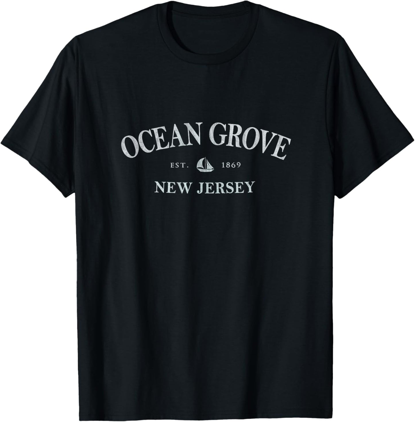Ocean Grove New Jersey | Ocean Grove NJ Sailboat T-Shirt - T-Shirt | Black