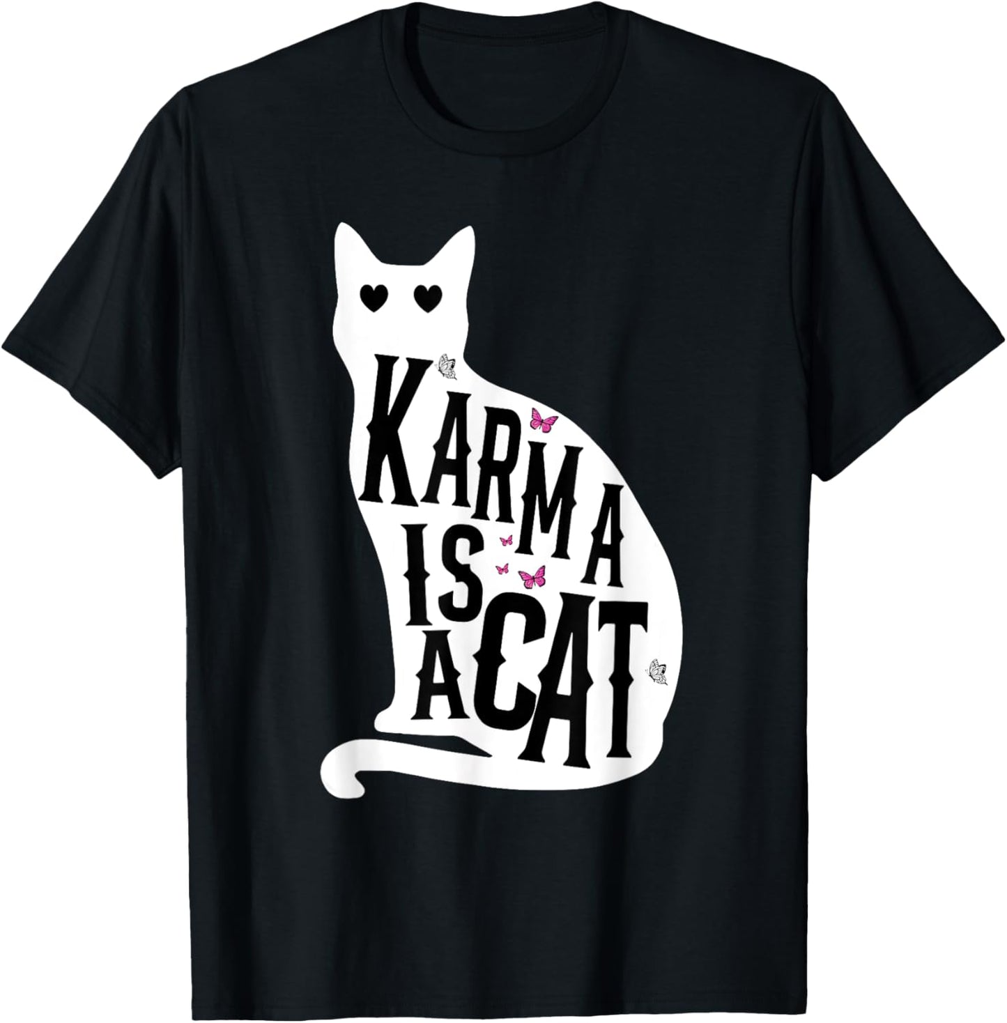 Retro Karma Is A Cat Funny Women Kids Meme T-Shirt - T-Shirt | Black