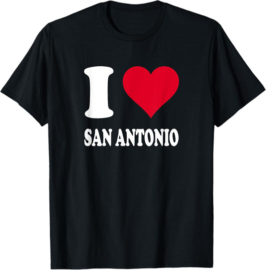 Red Heart I Love San Antonio T-Shirt - T-Shirt | Black