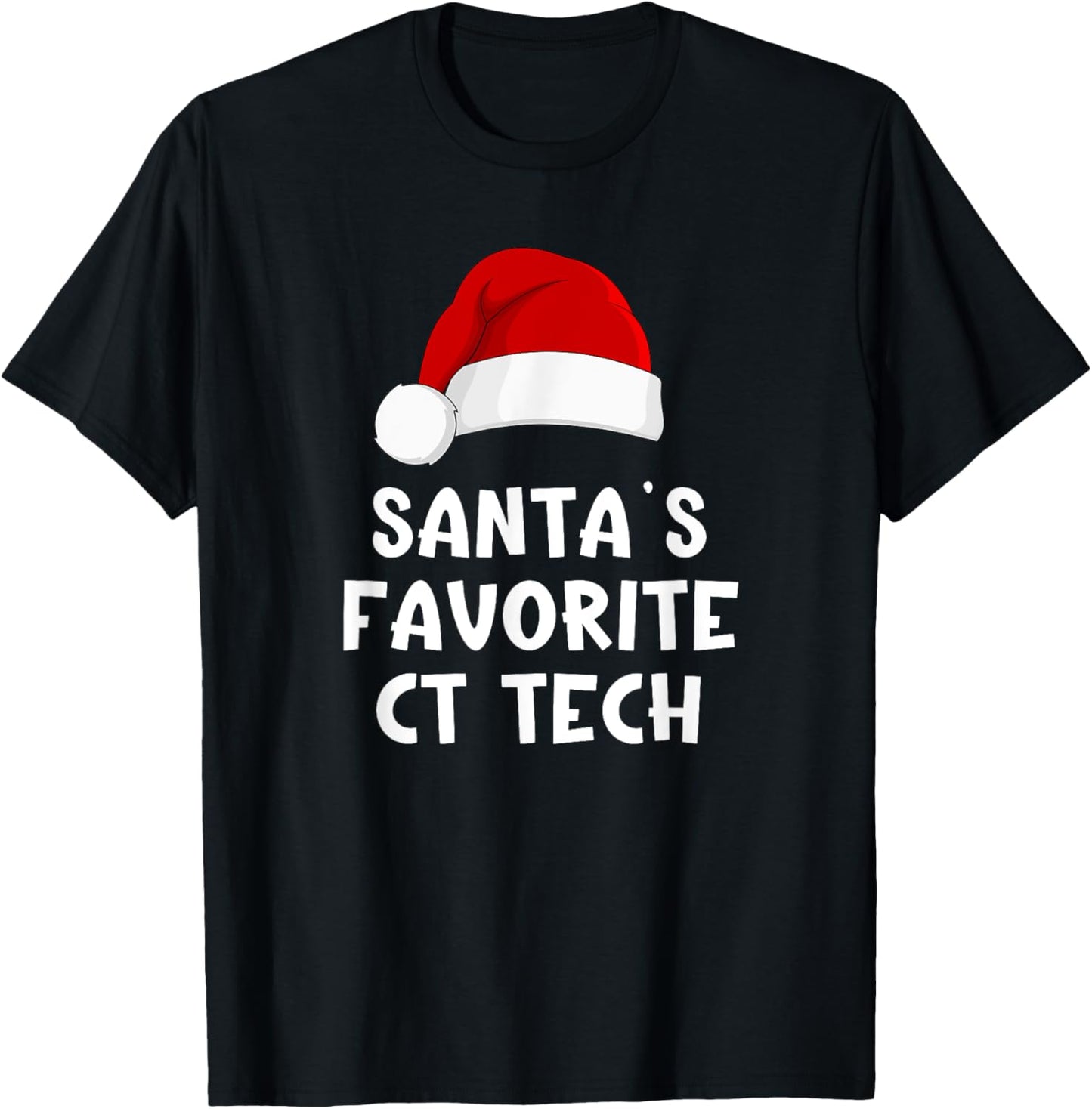Christmas Santa's Favorite Ct Tech Funny Pajama Technologist T-Shirt - T-Shirt | Black