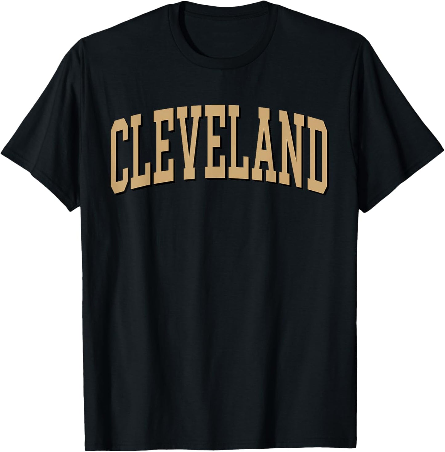 Cleveland Apparel . Co - Vintage Varsity Arched Text Cleveland - -Adult, Short Sleeve, , Red, Small T-Shirt - T-Shirt | Black