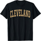 Cleveland Apparel . Co - Vintage Varsity Arched Text Cleveland - -Adult, Short Sleeve, , Red, Small T-Shirt - T-Shirt | Black