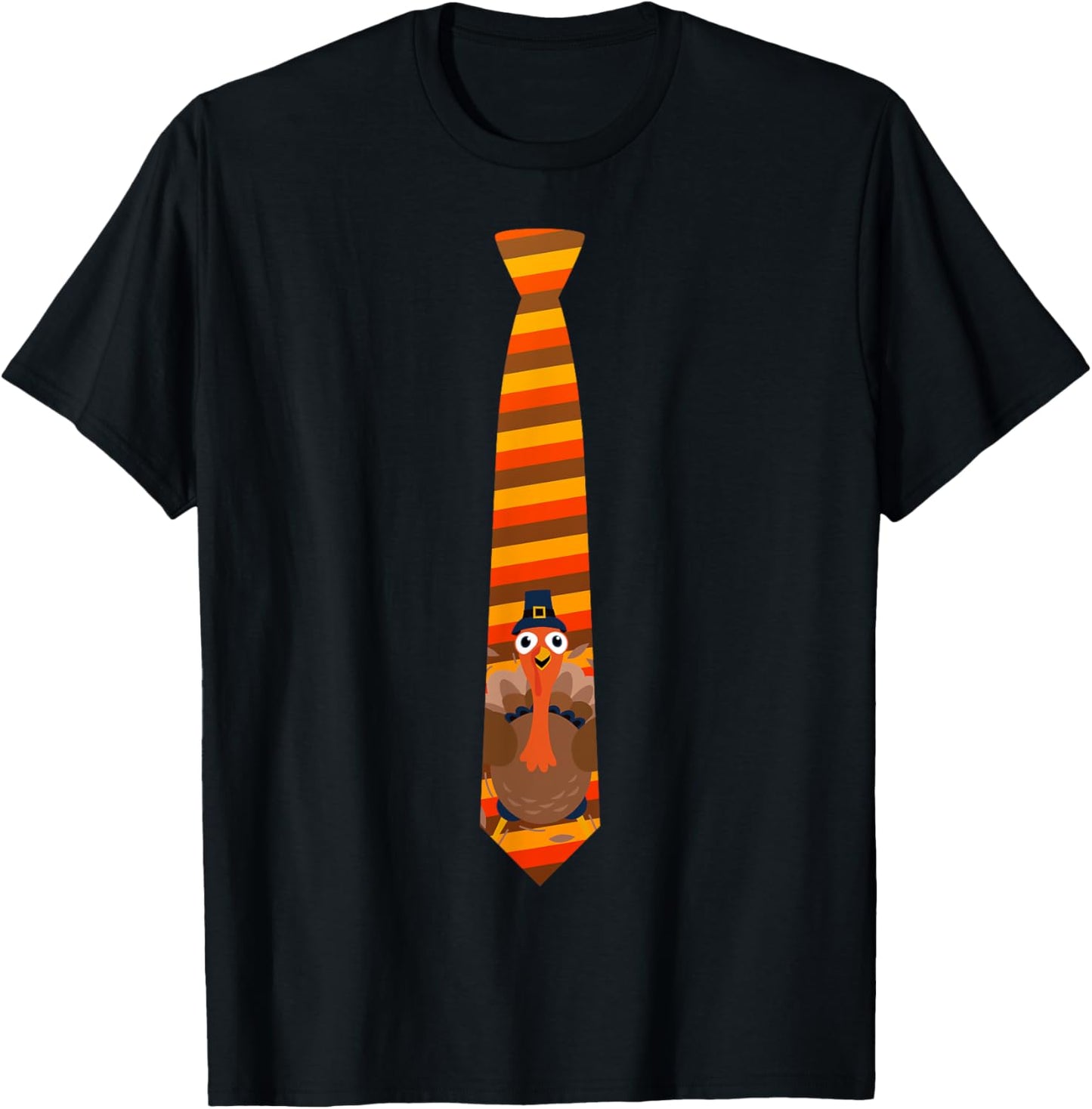 Thanksgiving Tie, Necktie Funny Family Dinner Turkey Graphic T-Shirt - T-Shirt | Black
