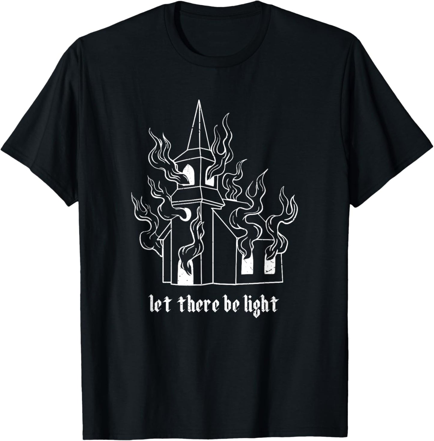 Satan Occult Burning Church Unholy Antichrist Halloween T-Shirt - T-Shirt | Black