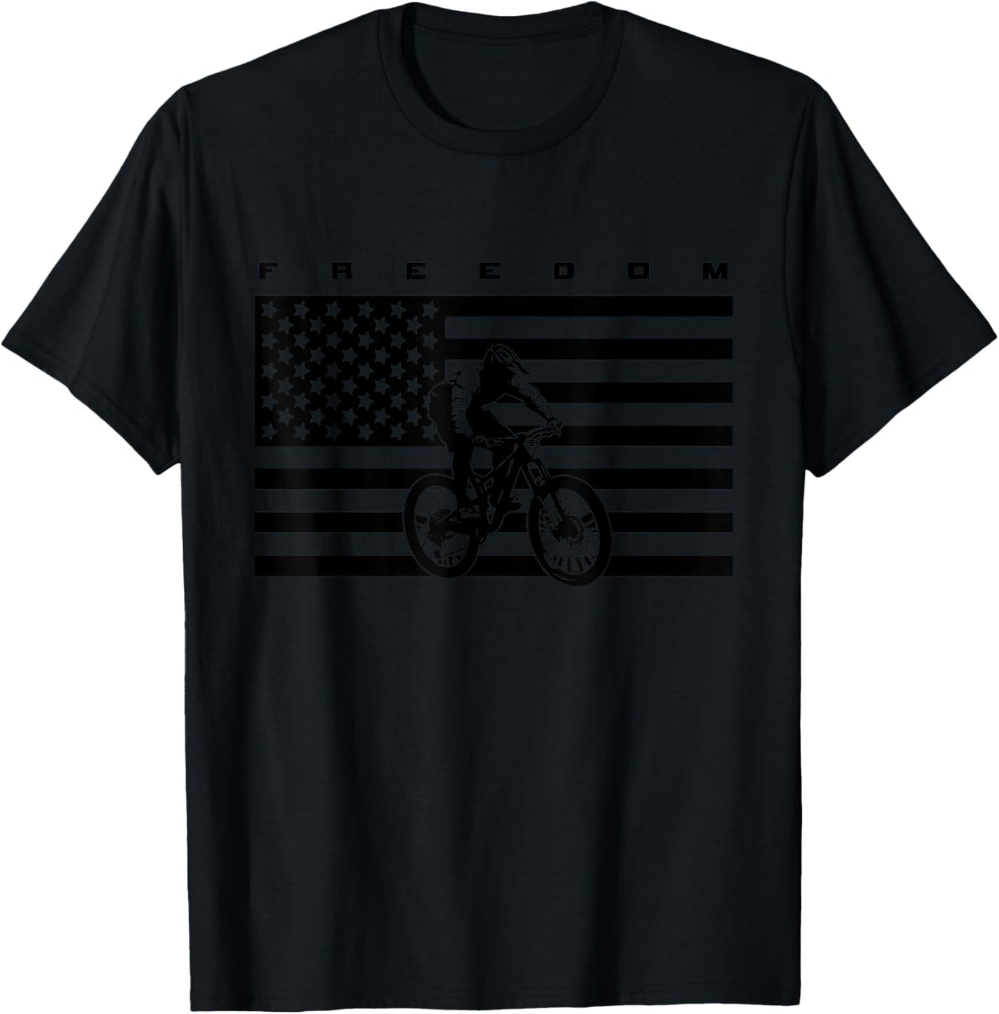 American Flag MTB Mountain Bike Apparel - Mountain Bike T-Shirt - T-Shirt | Black