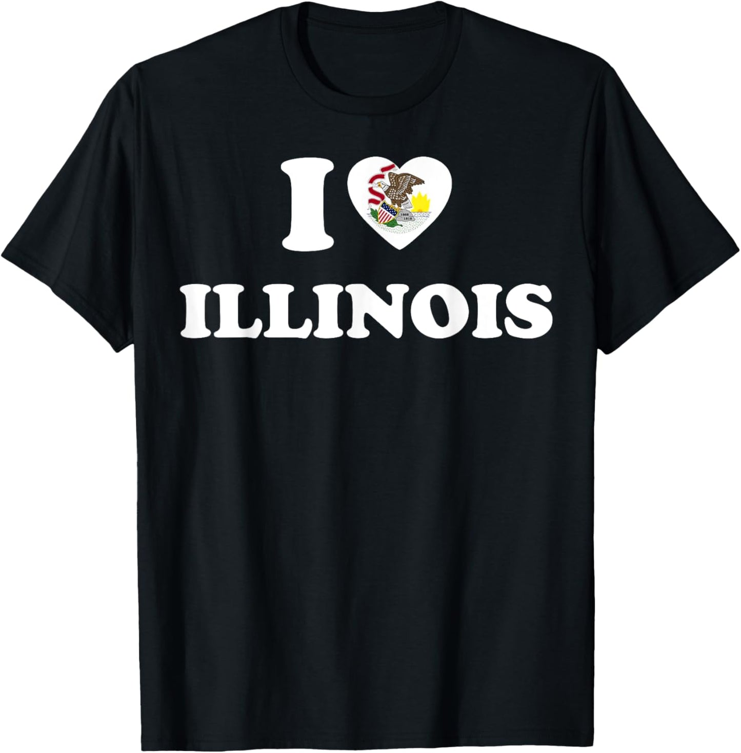 I Love Illinois Shirt I Heart Illinois Flag T-Shirt - T-Shirt | Black