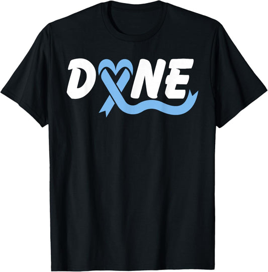 Done Prostate Cancer Awareness light blue Ribbon Heart T-Shirt - T-Shirt | Black