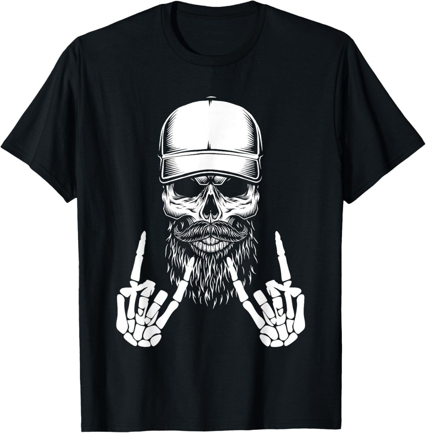 Cool Halloween Punk Rock Skeleton Cap Skater Rocker Skell T-Shirt - T-Shirt | Black