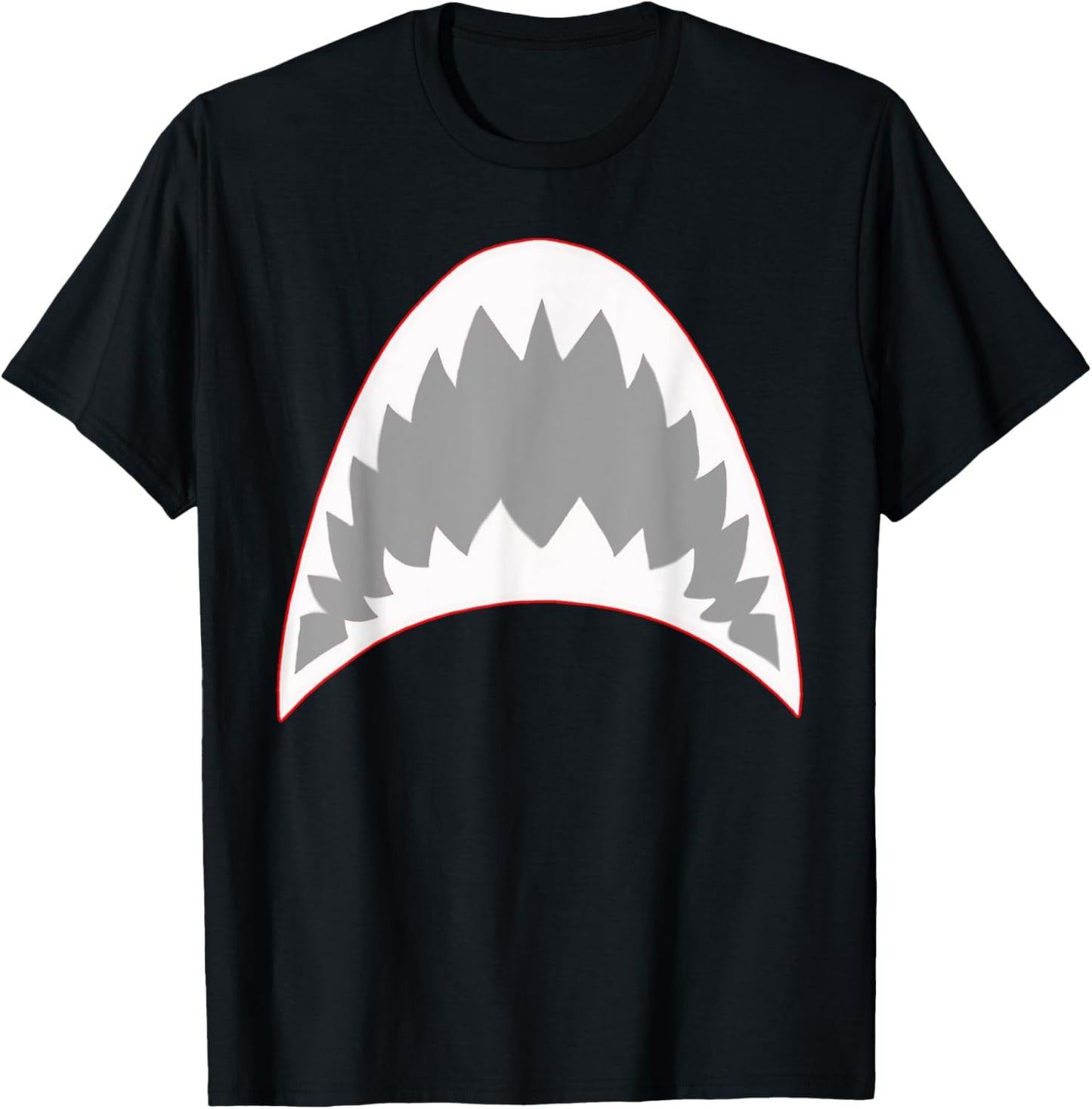 Shark Mouth Jaw Lazy Easy Costume For Halloween Party T-Shirt - T-Shirt | Black