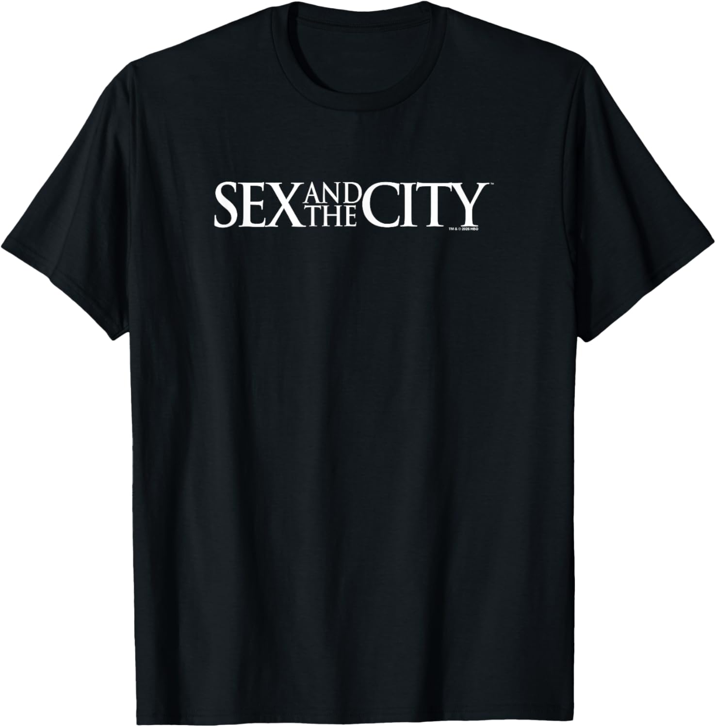 Sex and The City White Text Logo RomCom Y2K TV Show T-Shirt - T-Shirt | Black