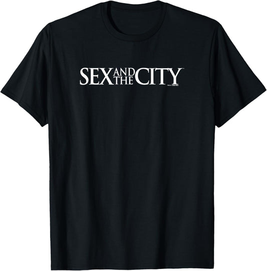 Sex and The City White Text Logo RomCom Y2K TV Show T-Shirt - T-Shirt | Black