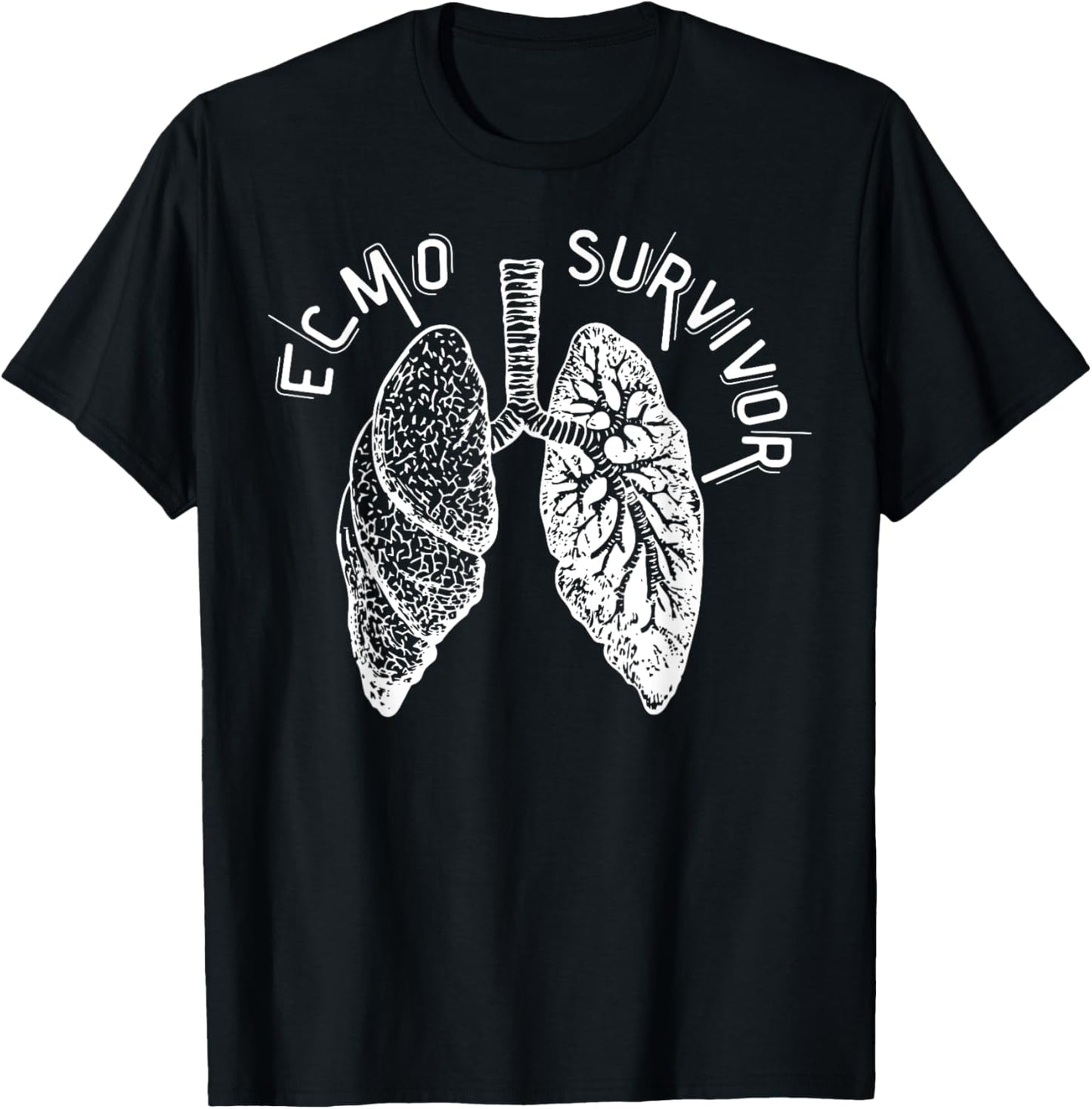 Retro Lungs ECMO Survivor ECMO Oxygenator Nurse Hospital T-Shirt - T-Shirt | Black