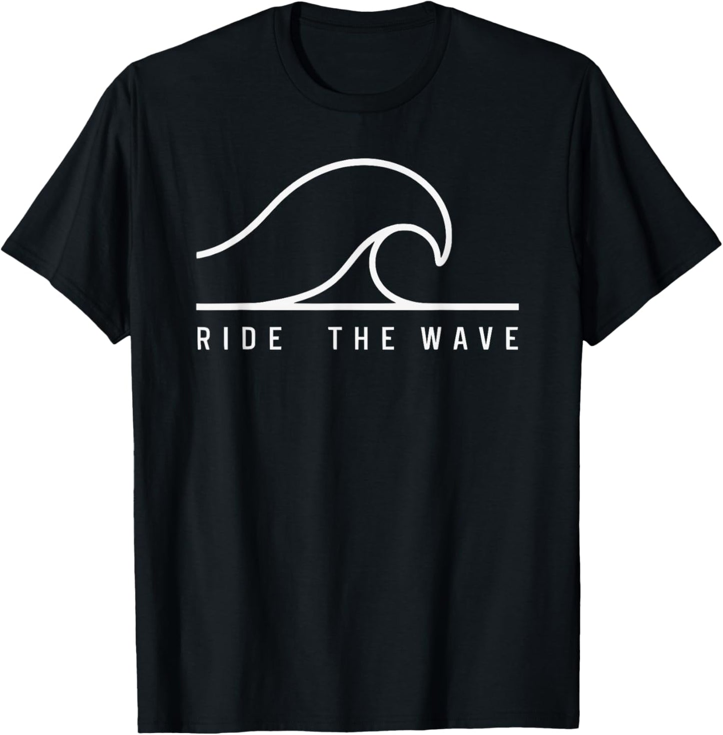 Ride the Wave Minimalist Surf Art T-Shirt - T-Shirt | Black