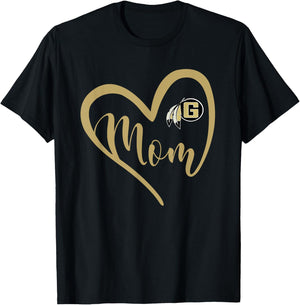 Gaffney Indians Logo Heart Mom HS T-Shirt - T-Shirt | Black