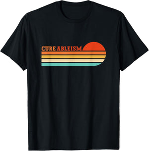 Cure Ableism Sunset Stripes Design T-Shirt - T-Shirt | Black