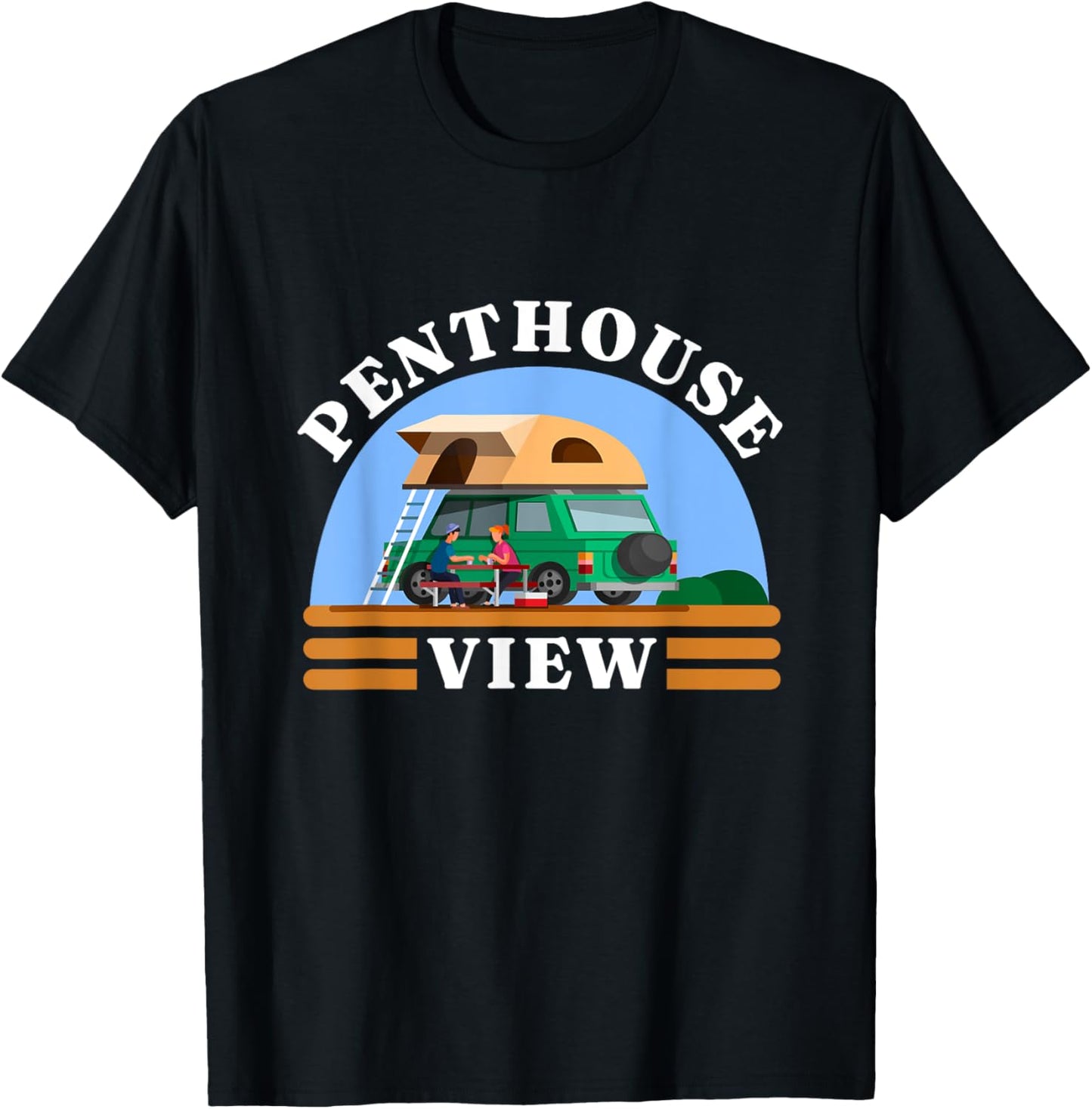 Penthouse View Rooftop Tent Camping Off-Road Vehicle Camper T-Shirt - T-Shirt | Black