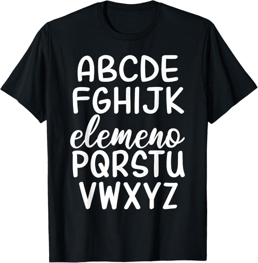 ABC Elemeno Kindergarten Teacher Cute Back to School T-Shirt - T-Shirt | Black