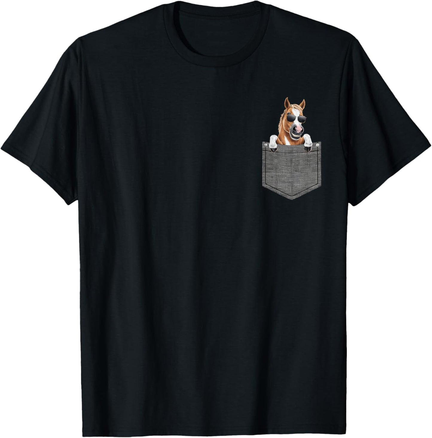 Horse in Pocket T-Shirt - T-Shirt | Black